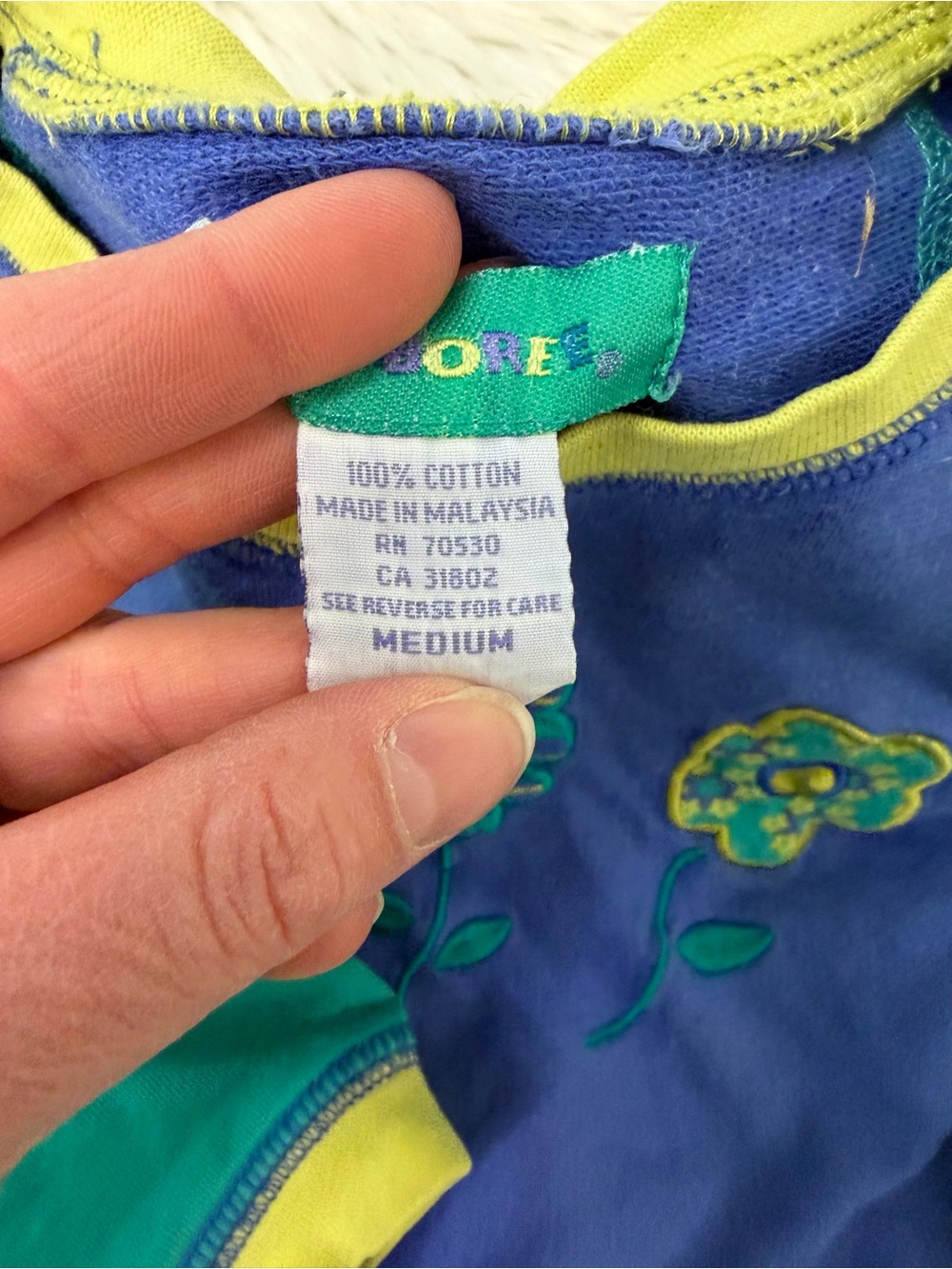Gymboree Vintage 1990 Blue & Teal Floral Sweatshirt 100% Cotton Size 3/4 - Picture 5 of 6
